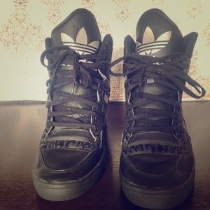 adidas Black High-Top Sneakers with White Trefoil Accents